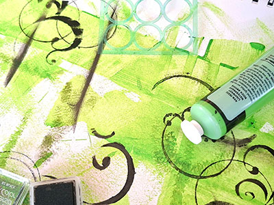 A photo of some fabric art in progress by Janine Worthington